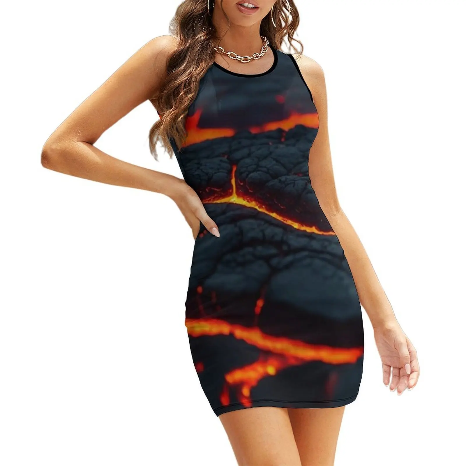 

Magmatic fire - Lava river close up Sleeveless Sundress women's fashion dresses wedding dresses for woman birthday dress
