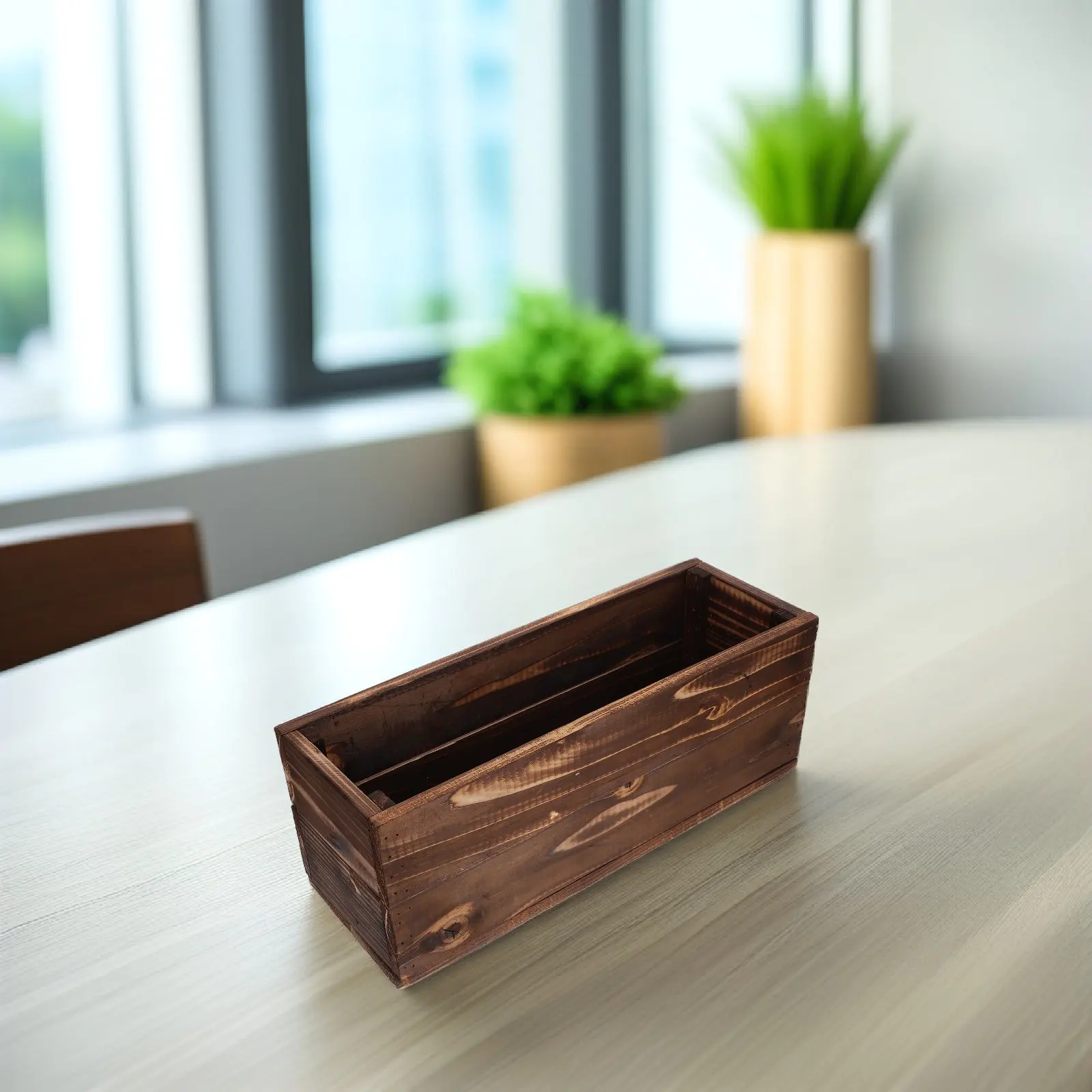 Wood Planter Box Rectangular Balcony Rustic Wooden Flower Pot Outdoor Succulent Plant Container Wooden Garden Planter view 4