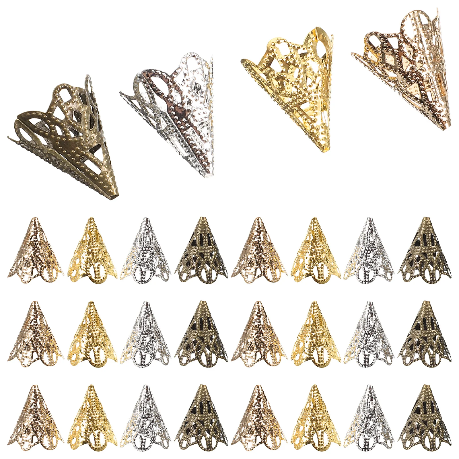 120Pcs No Fade Beads Caps for Long Term Wearing DIY Jewelry Making Materials Unique Shape Metal End Caps Metal Embellishments