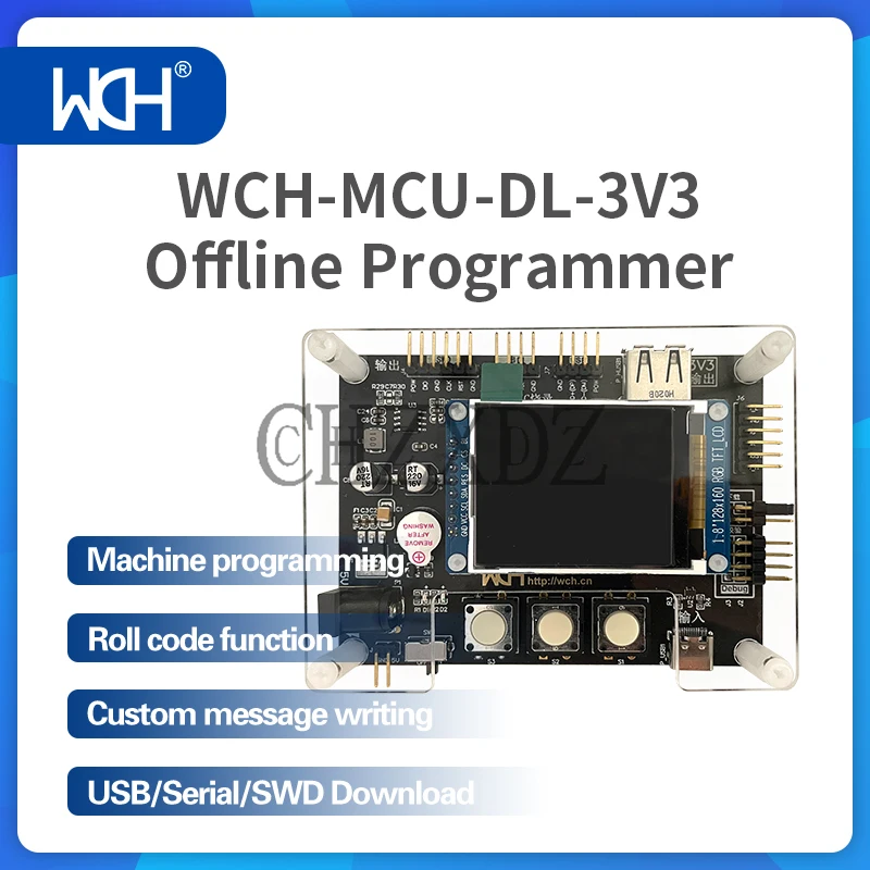 

1Pcs WCH-MCU-DL-3V3/5V Offline Programmer USB/Serial /SWD Download Machine Programming Roll Code Function Custom Message Writing