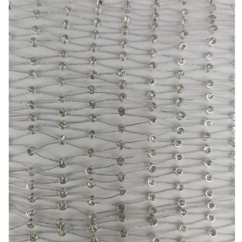 58X55cm Grey Fishing Net Line Stone Crystal Rhinestone Connection Fabric 2024 Ins Hot Designer white for DIY Dress Mask Decor