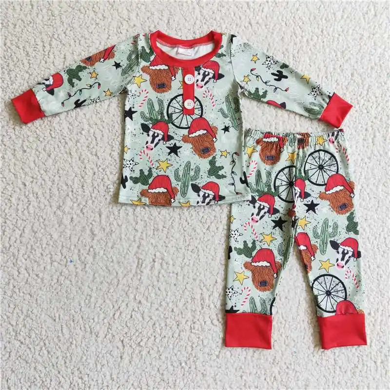 New Christmas Match Baby Boys Girls Red Plaid Button Long Sleeve Long Pants Pajama Set Wholesale Boutique Children Clothing RTS