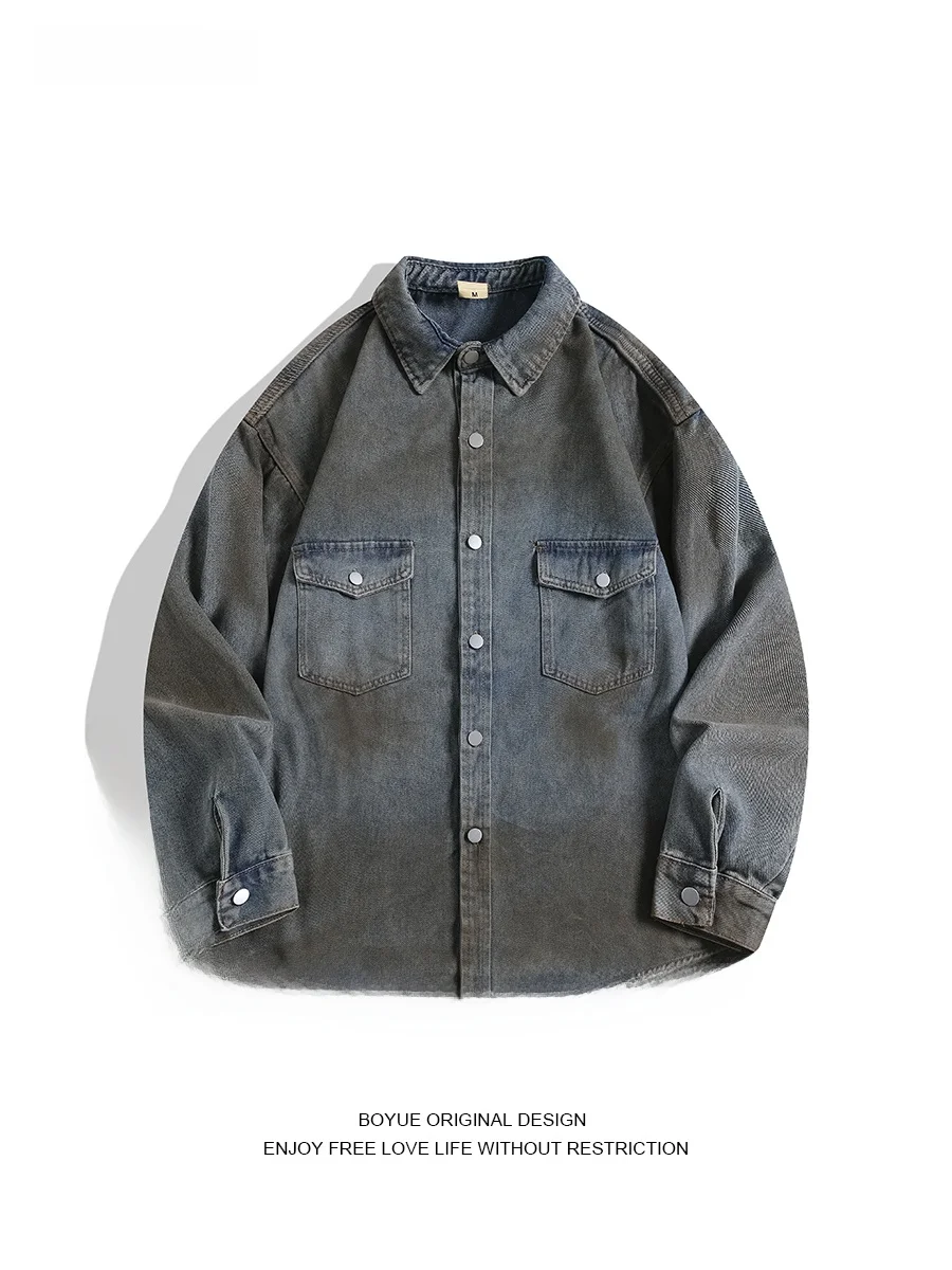 

Boyue American Sle Rus Yellow Dyed Jeanirt Street Sle Tie Dye Men Women Thin Faionable Outerwear Spray Ink irt