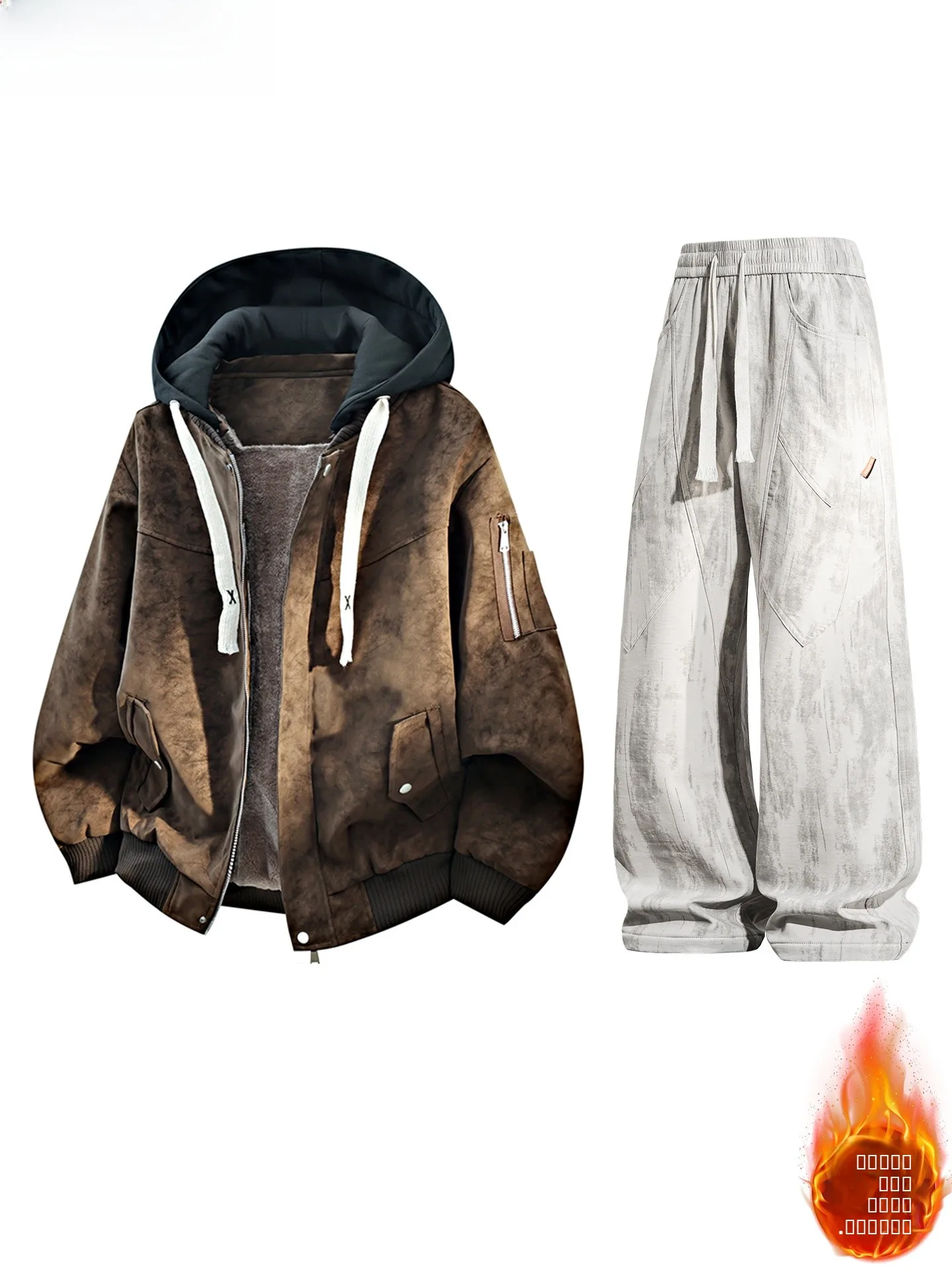 

Wassup Vals Men's Fce Lined Thiened PU Leather Jaet Faionable Casual Sle Warmth Guaranteed Large Sizes Available