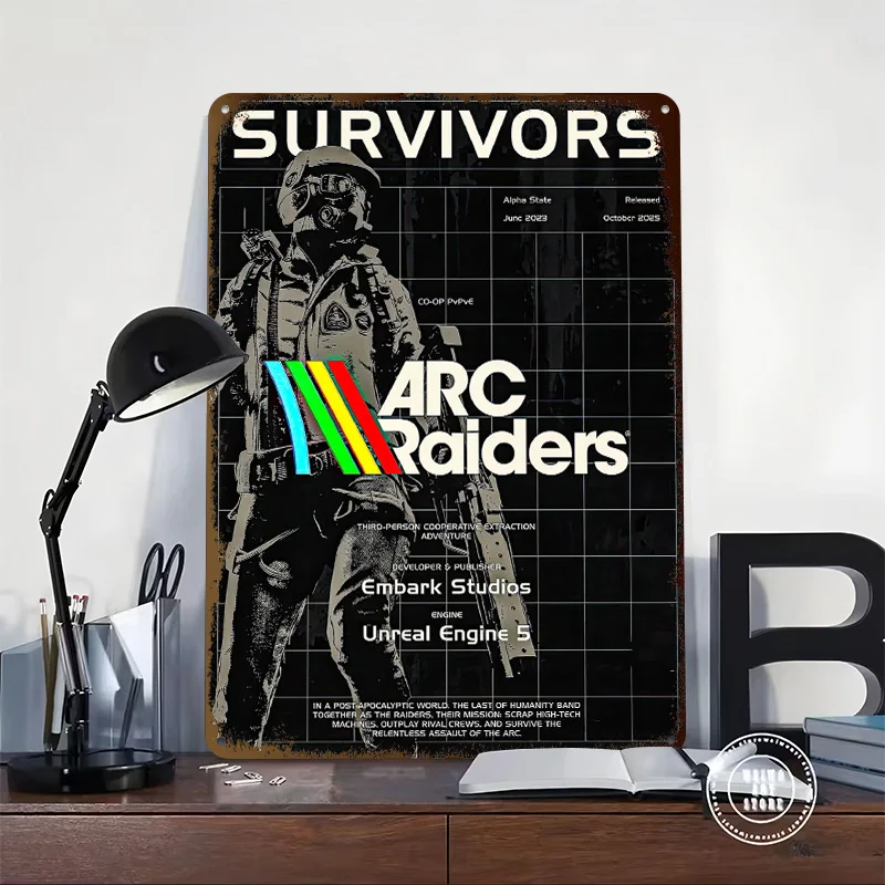 Survivors Arc Raiders Game Tin Poster Customized Wall Art Retro Vintage Metal Signs for Fans Room Home and Decoration Gaming