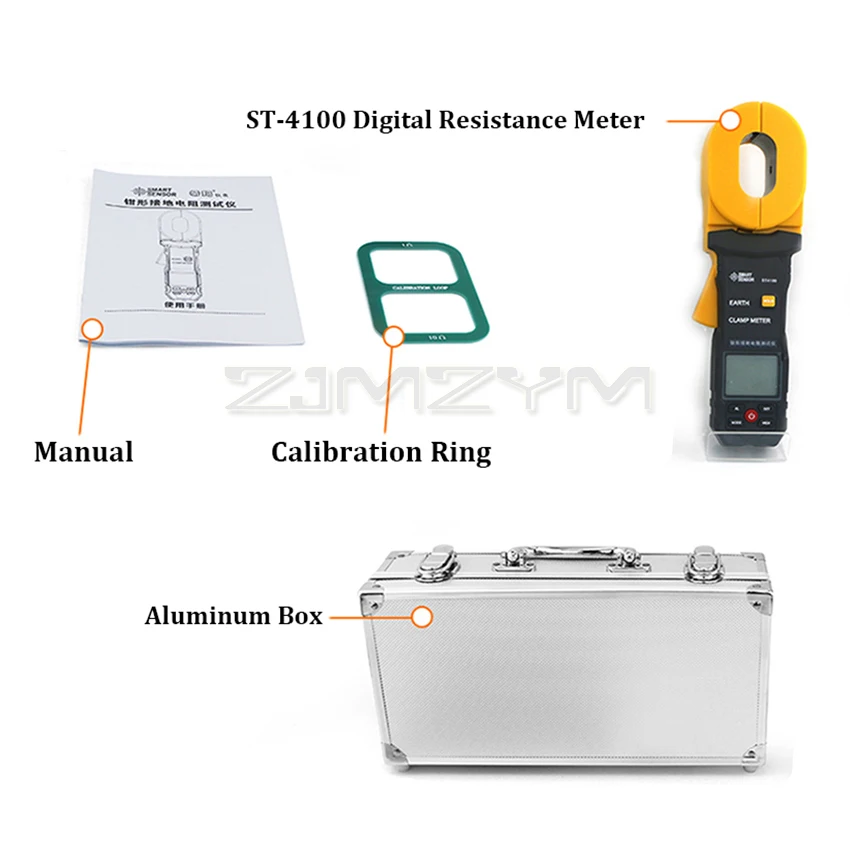 ST4100 Digital LCD Clamp Ground Resistance Meter Ground Earth Resistance Meter Tester Resistance range 0.010~500Ω Data Storage