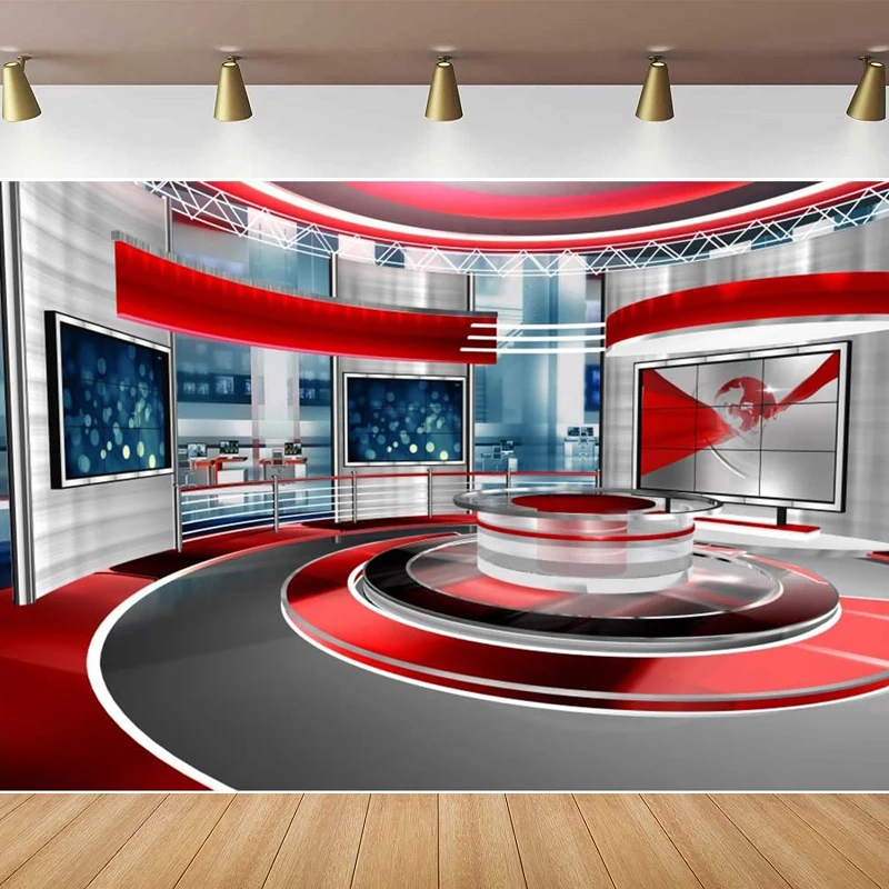 Television Broadcast Station Photography Backdrop News-Television Hall Interior Scene Background Host Game Theme Birthday Party