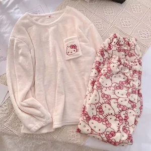 Pyjama Sanrio Frauen -Cartoon, japanisches Material Hallo Kitty, Flanela Winter -Pyjama, dicker Samt, süß, beheizt, heiß 12 Hauptverkaufs -Pyjama Hello Kitty - №6