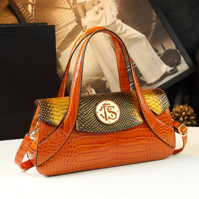 Genuine Leather Women's Bag 2023 Luxury Fashion Snake Pattern Ladies Tote Handbags Large Capacity Mom Shoulder Crossbody Bags