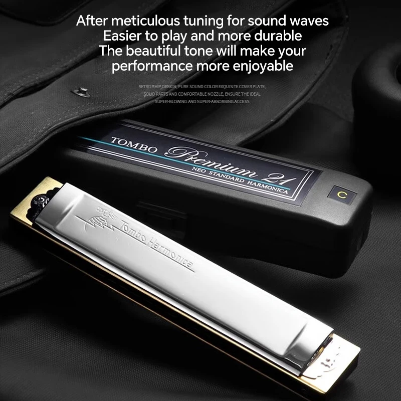 TOMBO 3521 Tremolo Harmonica Polyphony Diatonic C Key 21 Hole Profession Harmonica Beginners Kids Aldults Tremolo Harmonica