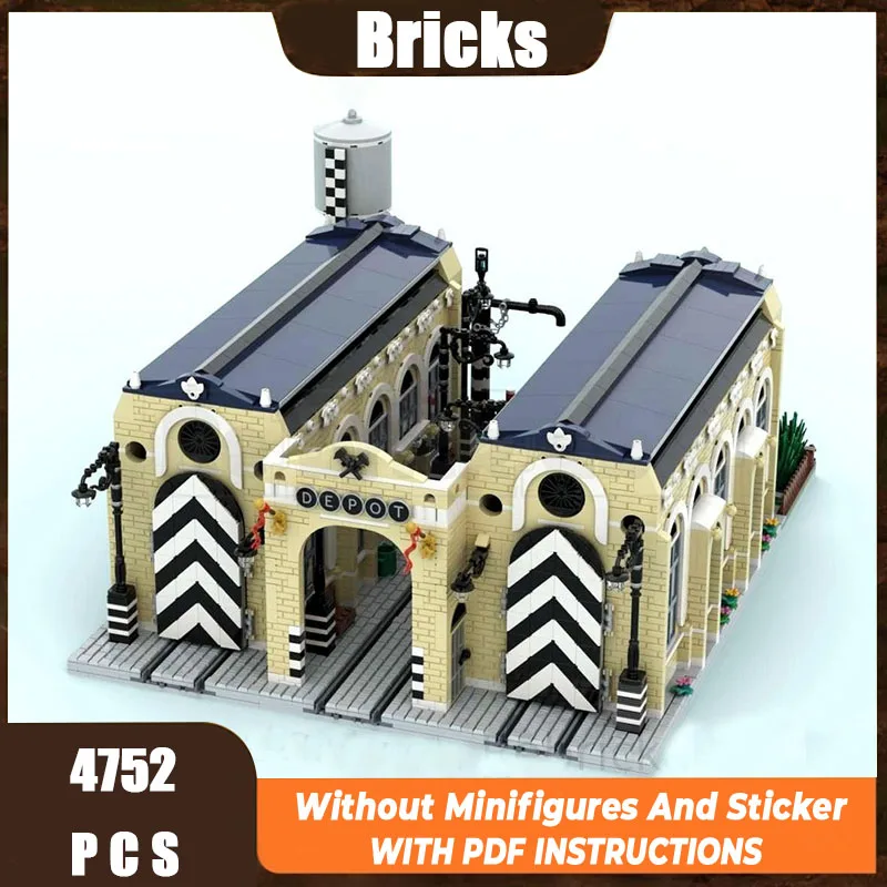 

New Moc Building Blocks Building Model Railway Old Station Modular Building Blocks Children's Festival Gift Toy DIY Set