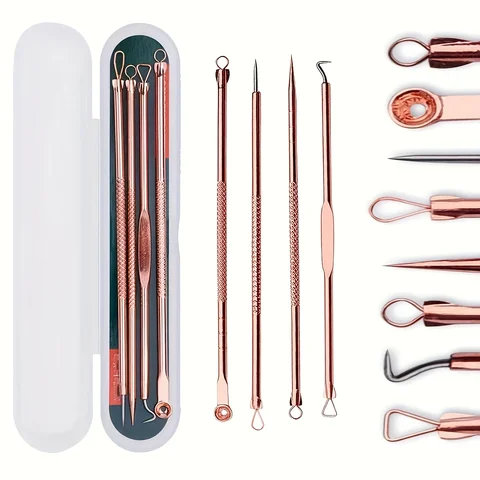 1/4pcs 여드름 바늘 여러 가지 빛깔의 여드름 블랙 헤드 바늘 블랙 스팟 여드름 잡티 스킨 케어 여성용 뷰티 여드름 케어 모공 클리너