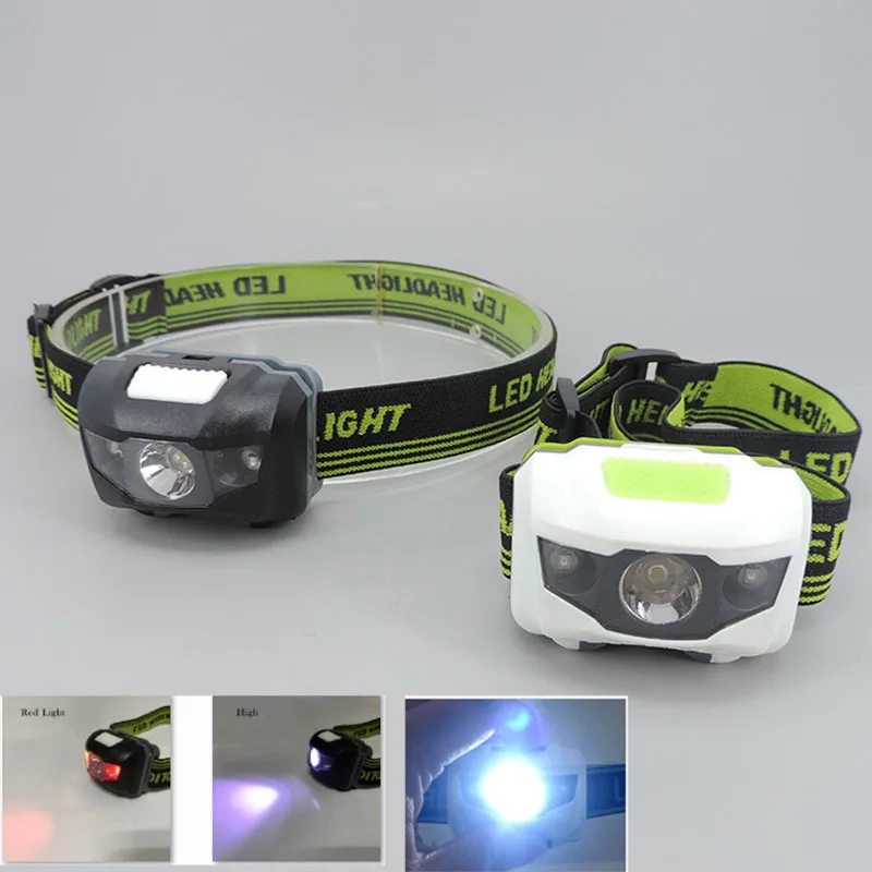 protable Mini small AAA Head Lamp headlamp Headlight Bright white red Head Light 3-Led Frontal Lampe Torch for Camping fishing p