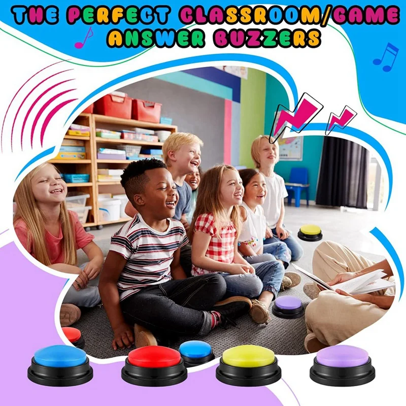 8 PCS Answer Buzzers Button Answer Buzzer Game Show Buzzer Recordable Button Classroom Buzzers For Christmas Team Party