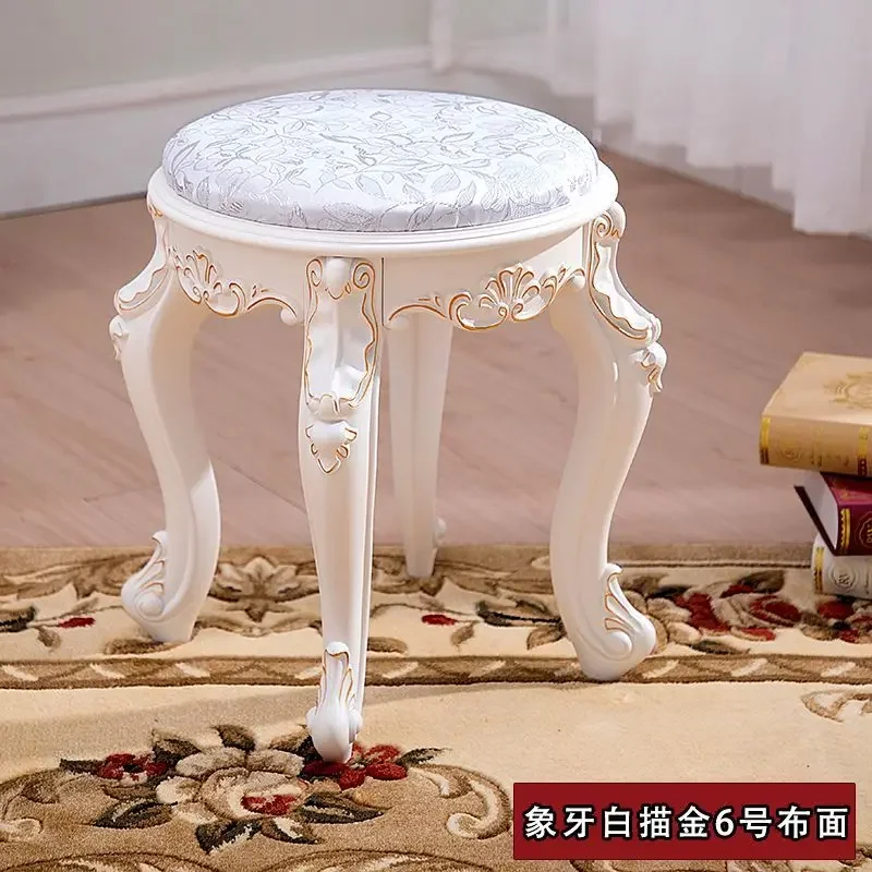 

Nordic Coffee Table Stools Living Room Sofa Stool Bedroom Creative Fabric Carving Round Stool Nail Art Shoe Changing Ottomans