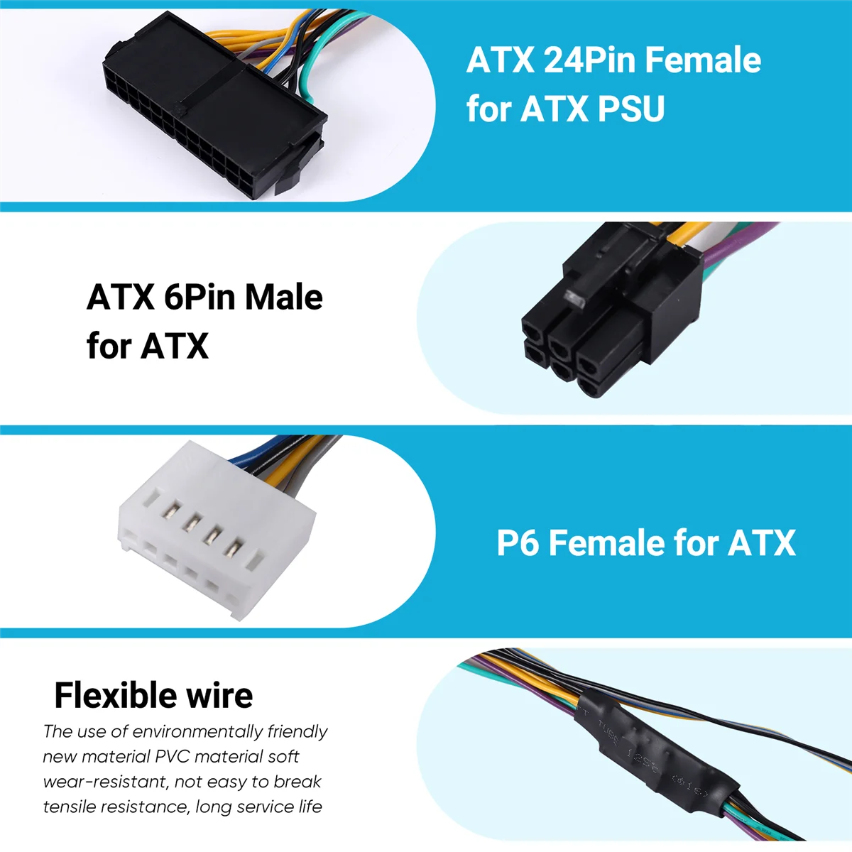 M04K ATX Основный 24-контактный разъем «мама» на 6-контактный разъем «папа» 6Pin PCI-E PSU Кабель питания для HP Elite 8100 8200 8300 800G1