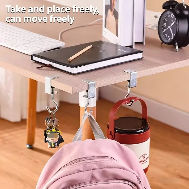 360 ° Drehbarer Schreibtischhaken ohne Bohren, Tischkanten-Aufhänger, abnehmbarer, rutschfester Taschenhaken für Büro, Wohnheim, Rucksack und Handtasche – Detail 5