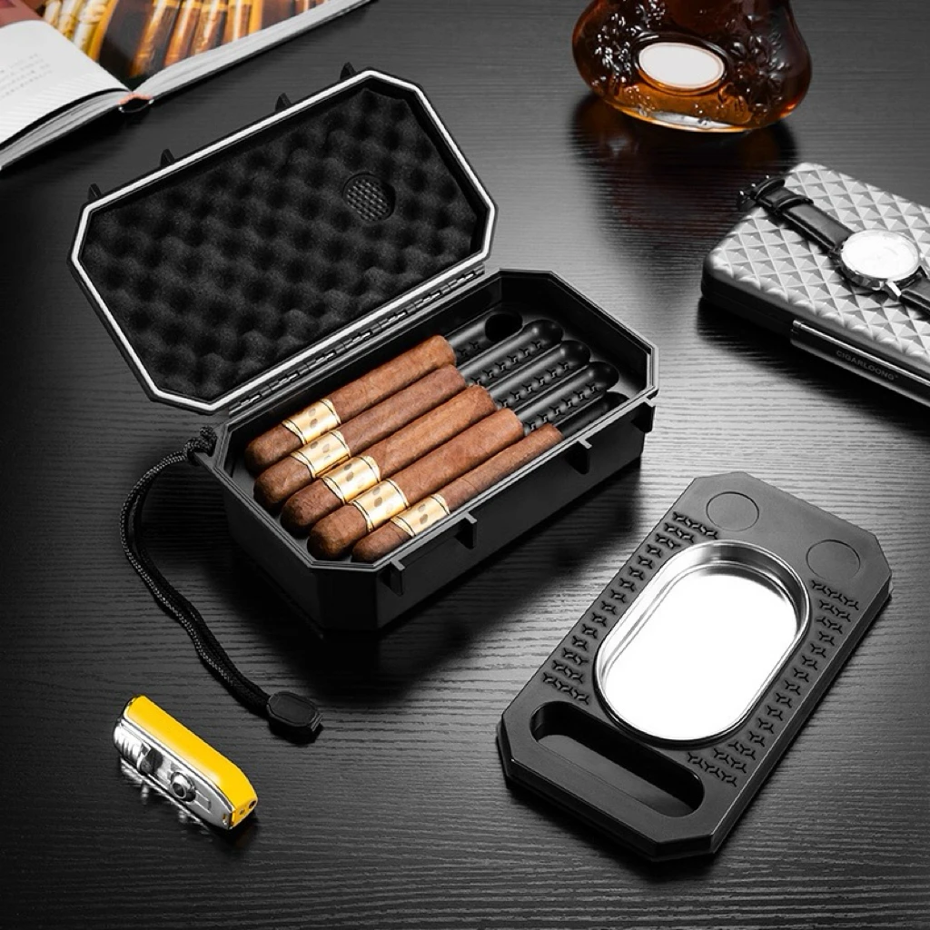 Double Layered Honeycomb Cotton Shock-Absorbing Cigar Box, With Detachable Cigarette Slots, Can Hold Lighters.