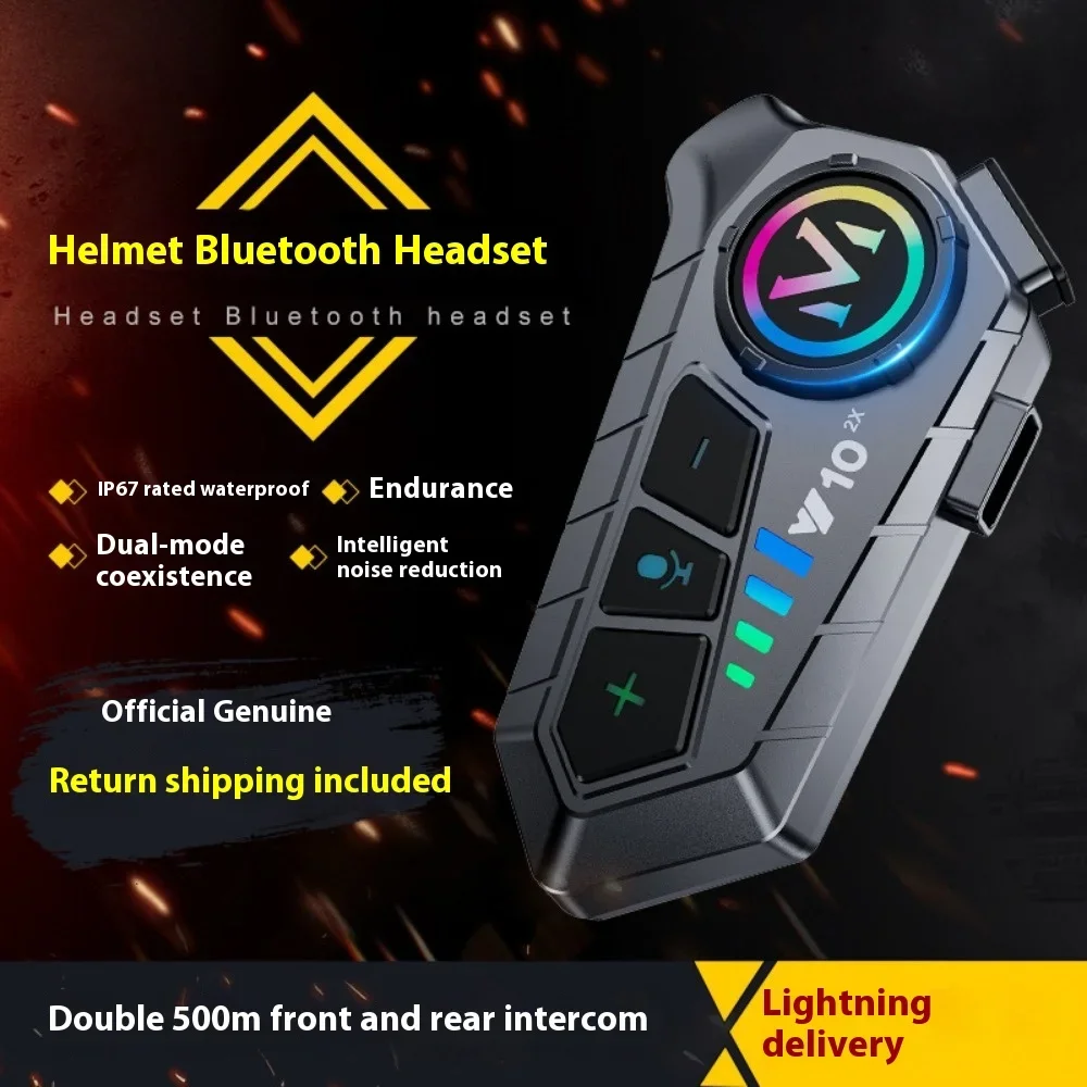 Y10-2X Motorhelm Bluetooth Headset Intercom De Grote Batterylasten 48 Uur Intelligente Ruisonderdrukking IPX6 Waterdicht