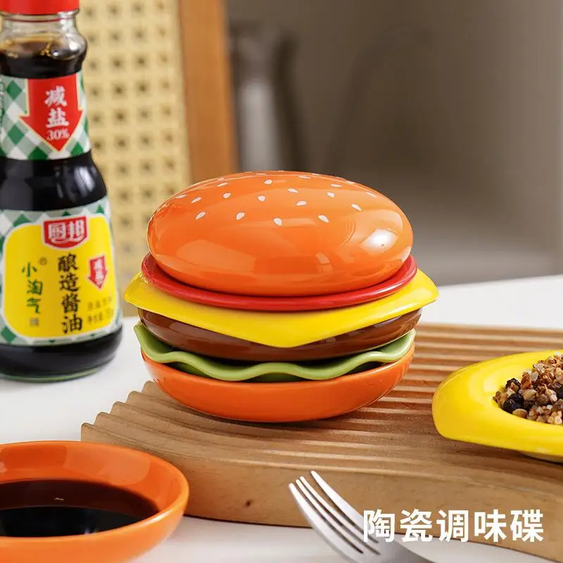 Excellent Stackable Mini Burger Plate Set 6-Stage Dinnerware Bone China Fun Sauce Bowls Interior Decor