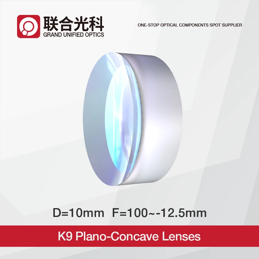 

K9 Optical Glass VIS-NIR Flat Plano Concave Lens Dia 10mm