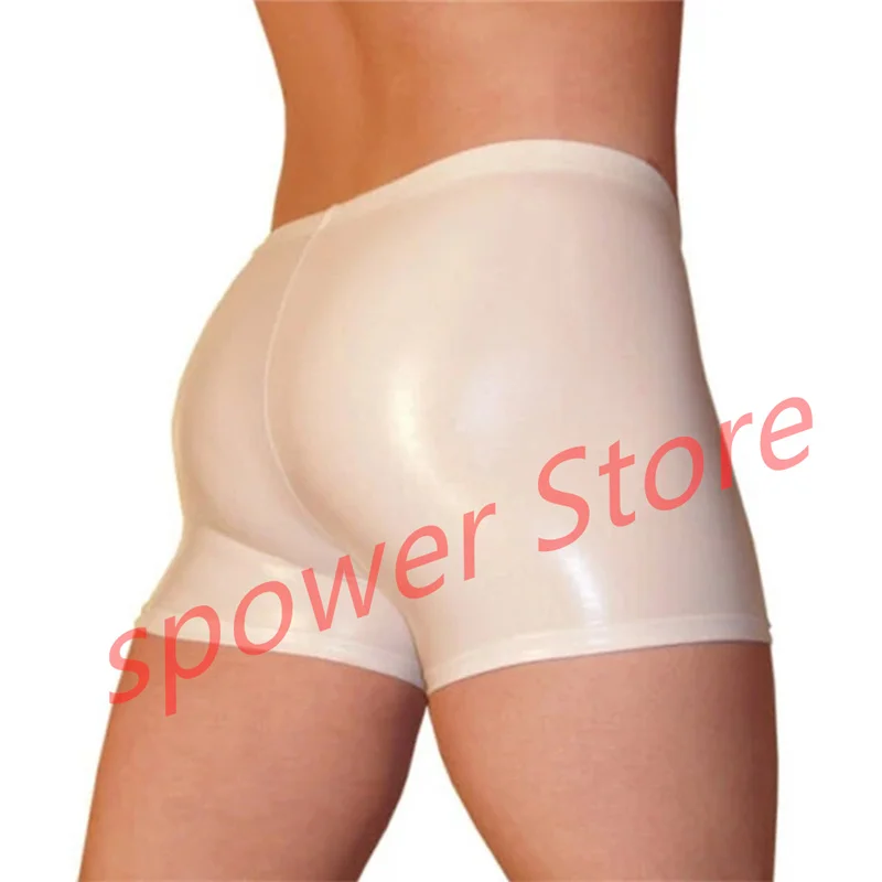 

Latex Boxer Panties Sexy Fetish Rubber Shorts White Underwear Lingerie UnderPants Handmade Cosplay Costume for Men