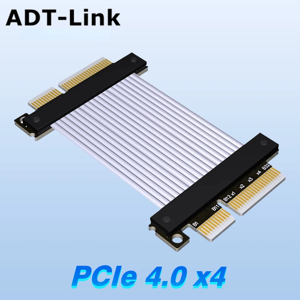 

ADT-LINK PCI-E 4.0 x4 to x4 Male to Male Jumper Cable Gold-Finger PCI Express Gen4 High Speed Tx Tx Signal Docking Riser Adapter