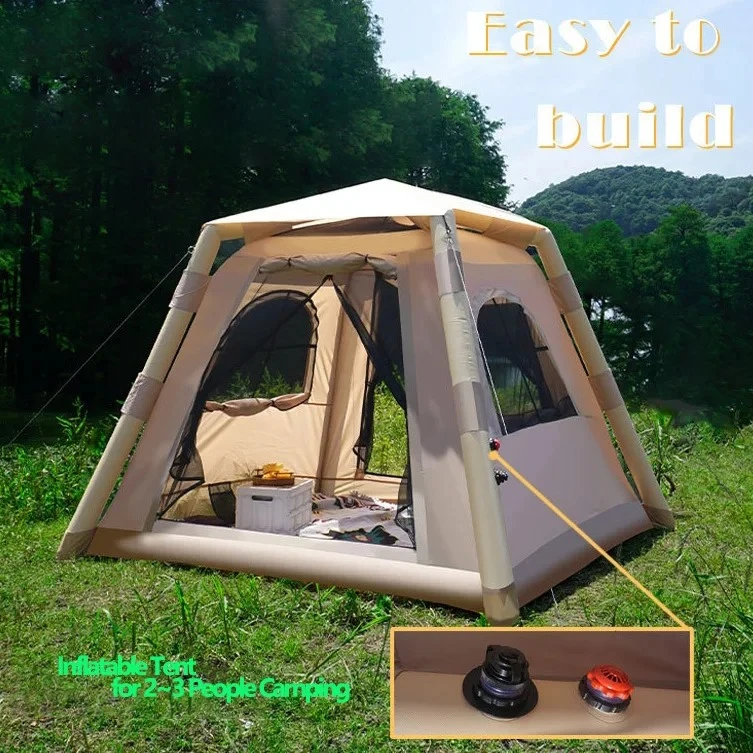 210D Thickened Oxford Fabric Fully Automatic Marquee New Inflatable Tent for 2~3 People Sun & Rain Portable Camping Tools
