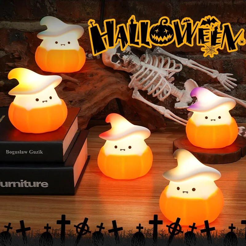 

Ghost Pumpkin Nightlight Halloween Cross border Gift Silicone Patting Light LED Three speed Adjustable Decoration