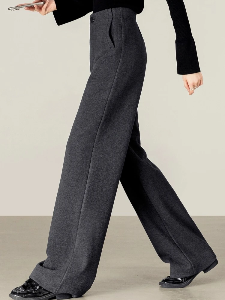 SENTUBILA سراويل نسائية خريفية عالية المرونة الخصر الرباط جيب فضفاض مستقيم بنطلون مجموعة غير رسمية الإناث 153K87952