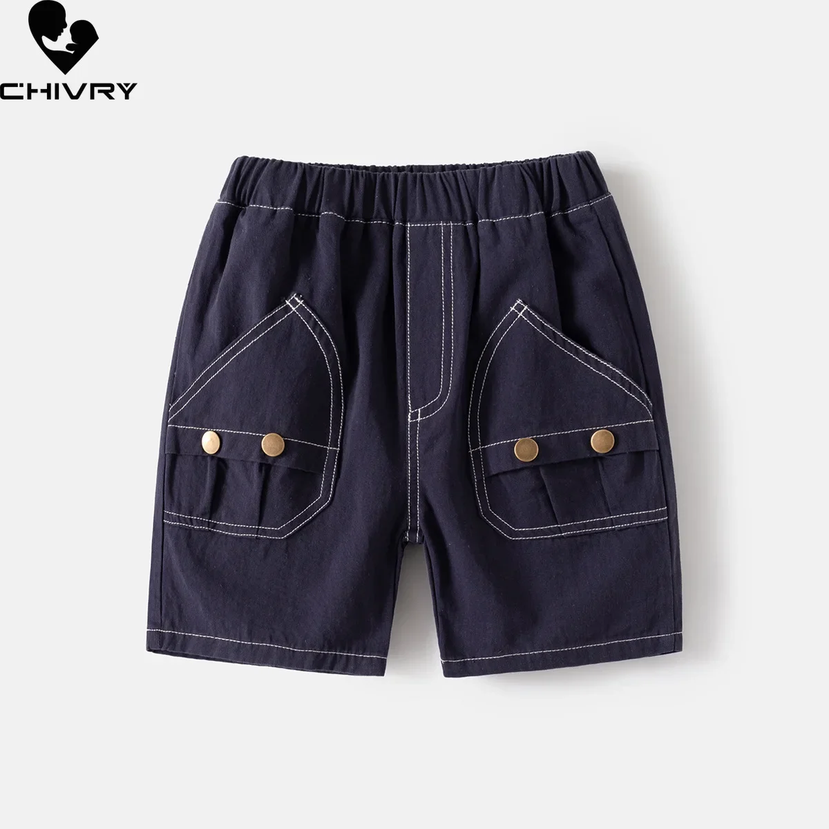 

Boys Vintage Short Pants New 2024 Summer Kids Boys Fashion Solid Button Decorated Loose Shorts Children Casual Short Trousers