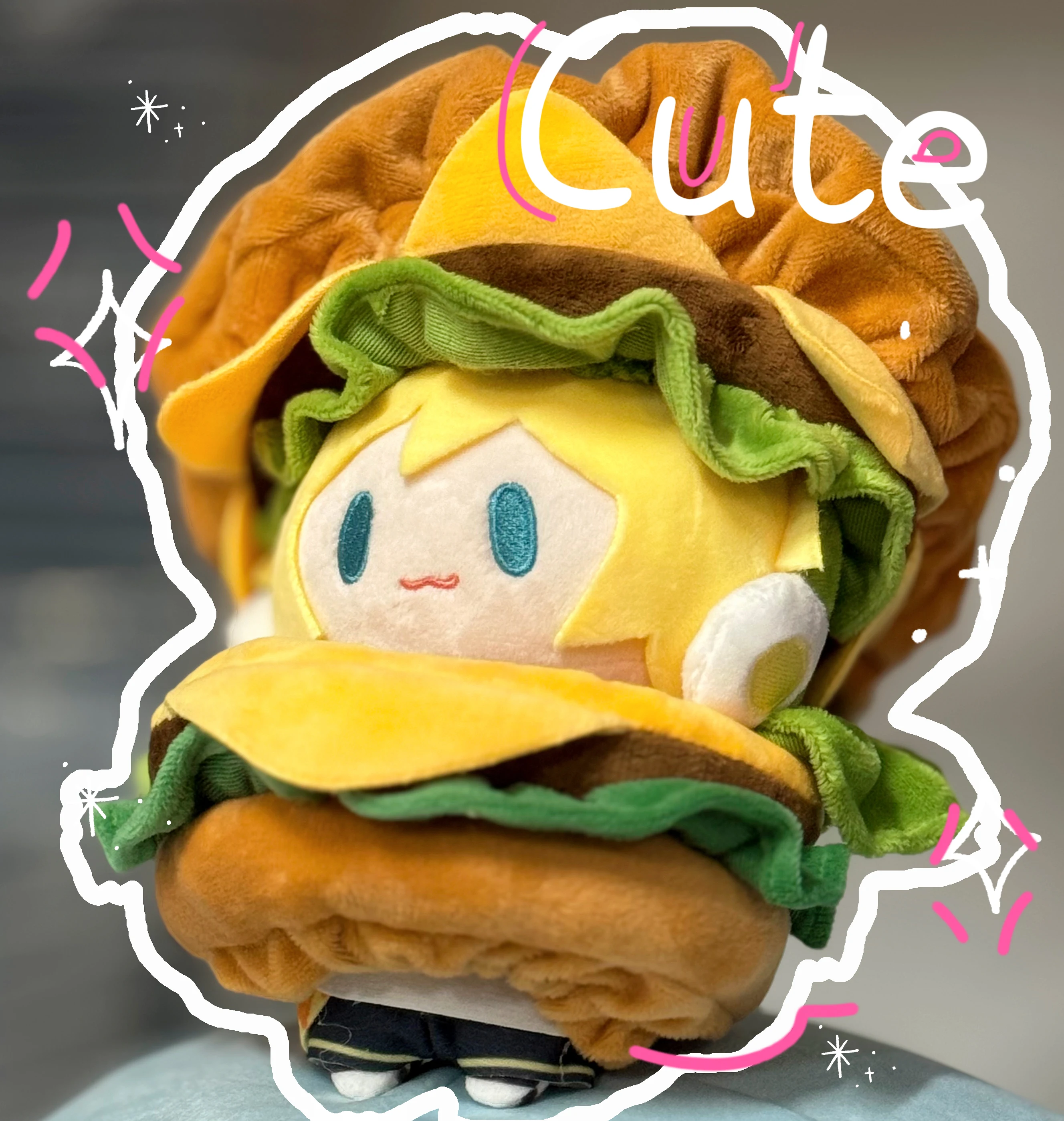 Hatsune Miku Kawaii Q Version Figure Plush Doll Cute Hamburg plush doll Clothes Anime Peripheral Stuffed Toy Ornament Toys Gifts