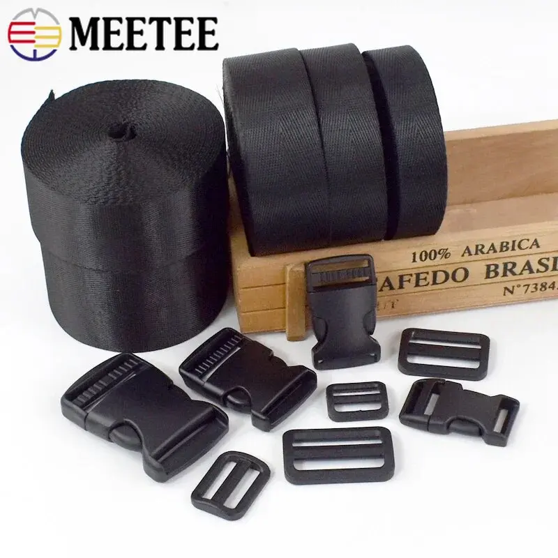 1-5Set 20-50mm Nylon Webbing Plastic Side Release Buckle Tri Glide Clasp for Bag Strap Slider Adjust Hook Pet Collar Accessories