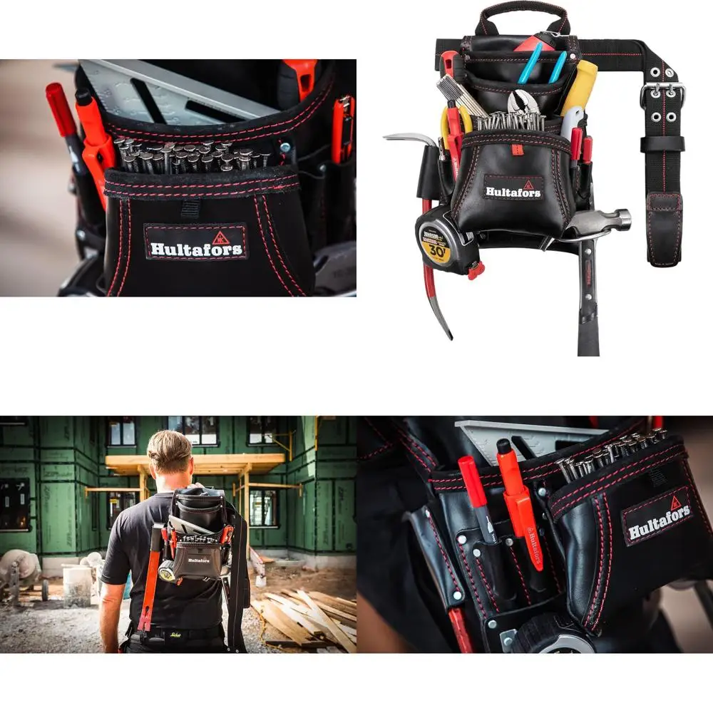 

Carpenter's Premium Leather Tool & Nail Bag with Double-Gusset Pockets