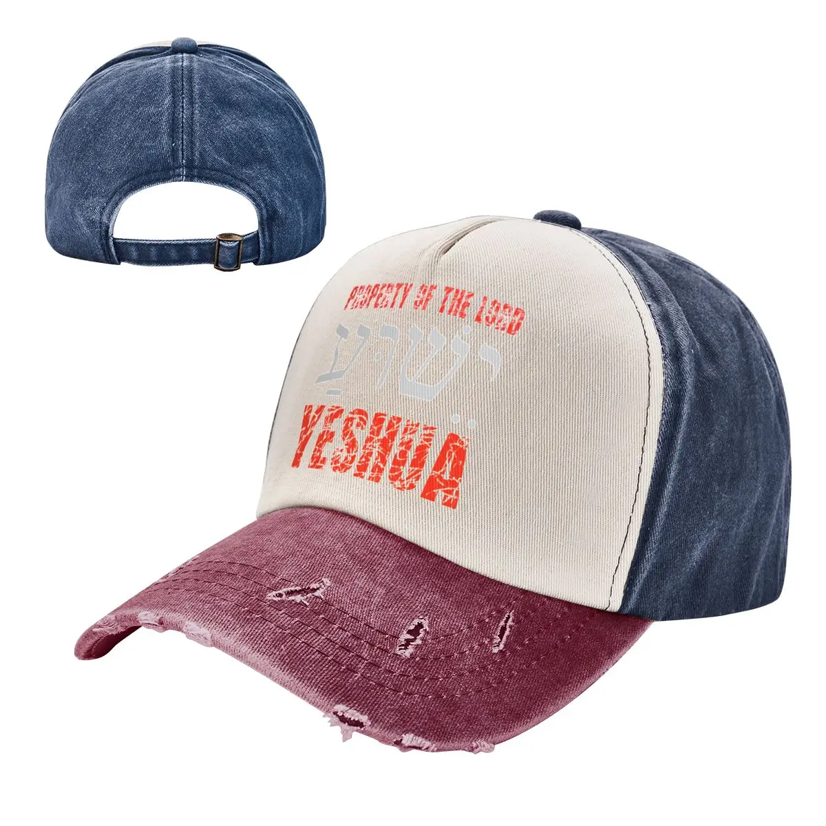 Vintage Yeshua Jesus Christ Baseball Cap Unisex Style Distressed Denim Snapback Hat Hebrew Outdoor Summer Adjustable Caps Hat