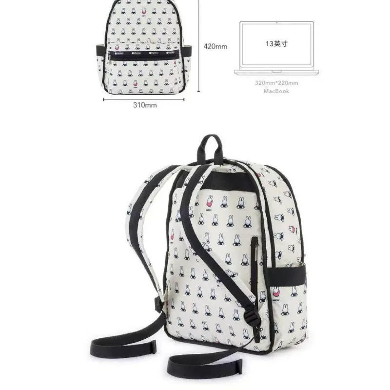 Cartoon Miffy Rabbit Sweet and Cute Creative Printed Pattern Fashionable Large Capacity Storage Lightweight Portable Backpack