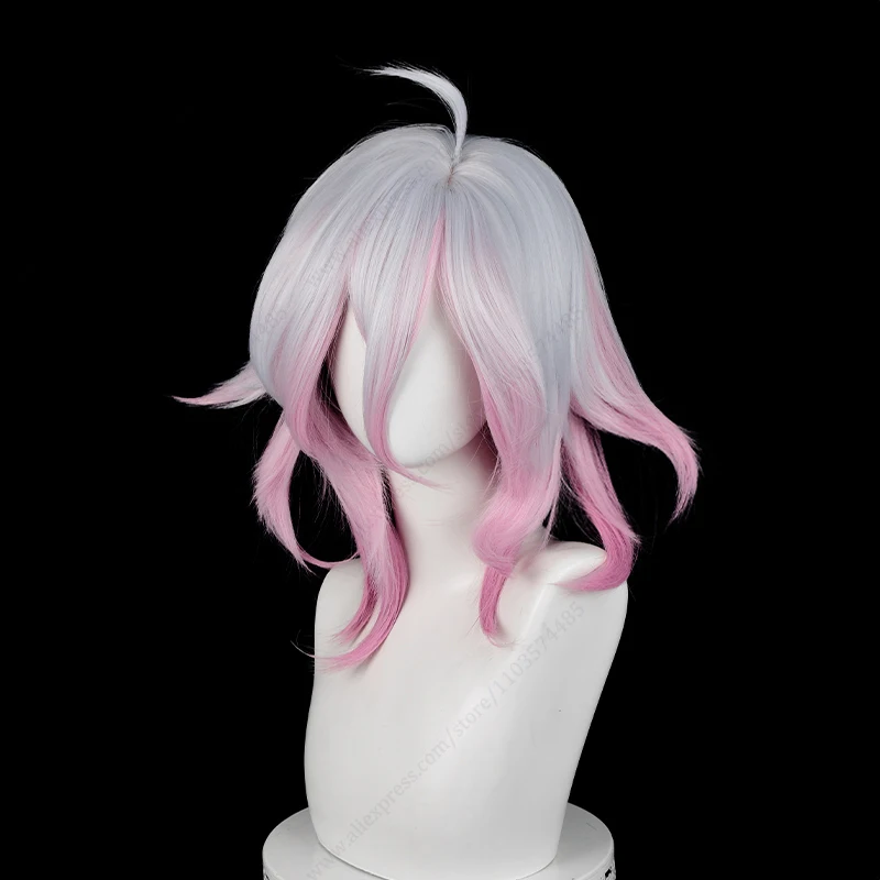 LOL Briar Cosplay Wig 42cm Long Silver White Mixed Dark Pink Wigs Heat Resistant Synthetic Hair