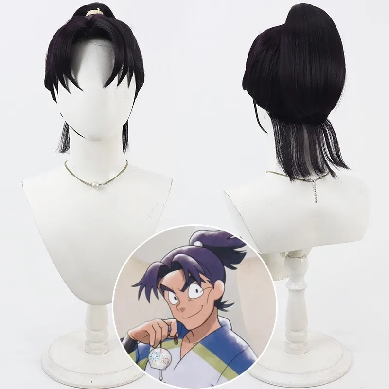 

Парик для косплея Nintama Rantaro Shioe Monjiro, темно-фиолетовые термостойкие синтетические волосы