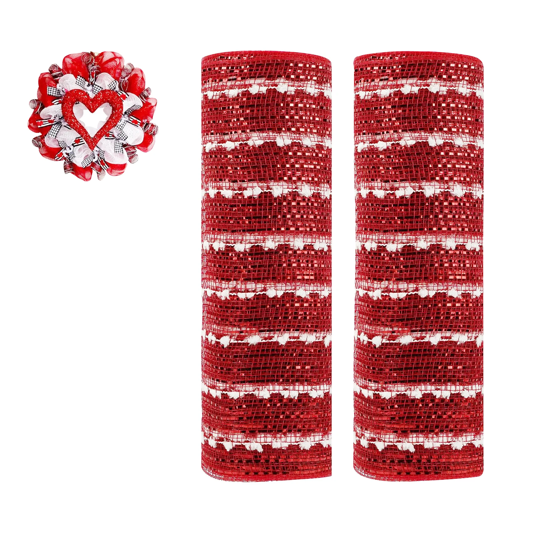 2 Rolls Red Polyester Mesh ribbon for Christmas Wreaths DIY carft front door decoration wedding supplies flowerarranging 10inch