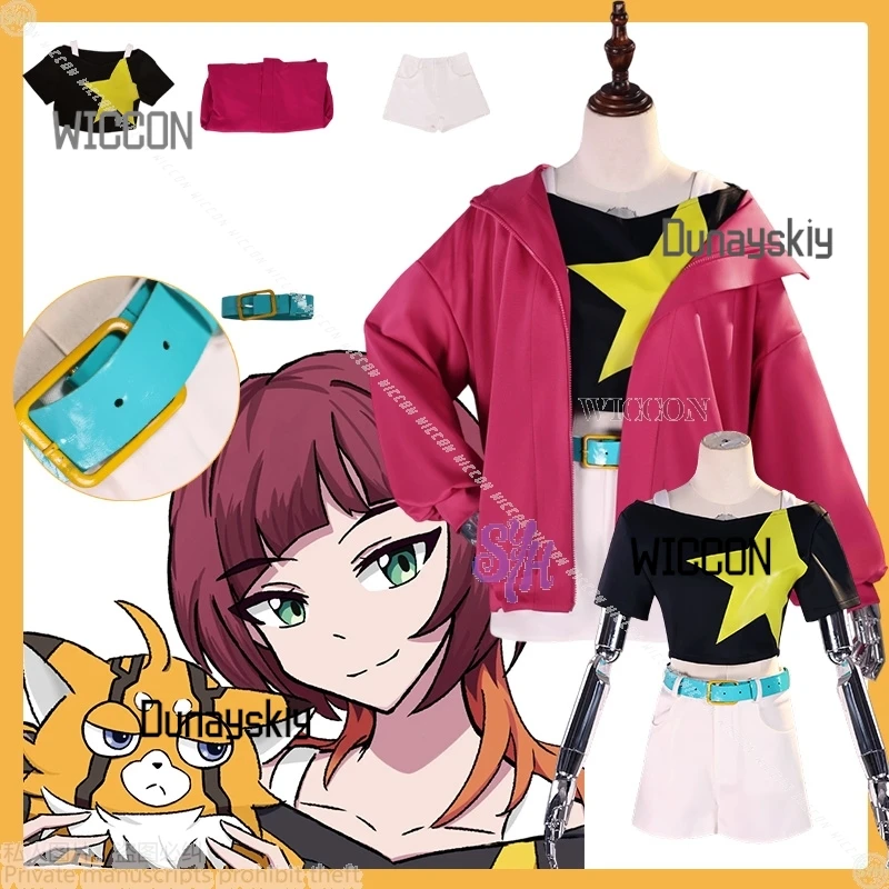 

Sakuya Rena Косплей BEATT Аниме БРЕК Костюм Ярко-Розовый Панк Модная Куртка Y2K Звездный Узор Футболка Шорты Хэллоуин Вечеринка Cos