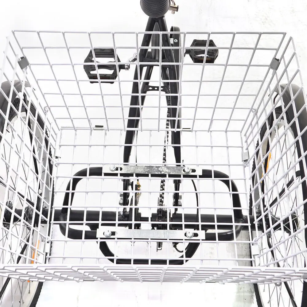 Triciclo da 24 pollici per adulti bicicletta a 3 ruote a 7 velocità con risciò per bicicletta con cestino della spesa e portaoggetti con telaio