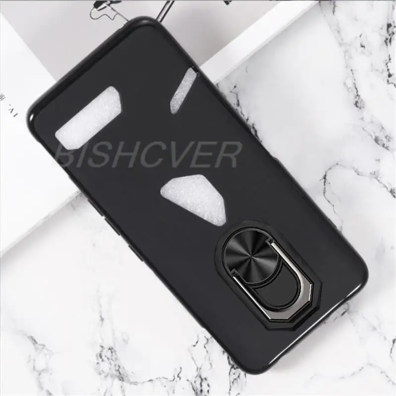 Magnetische Handyhülle für Asus Rog Phone 2 ZS660KL, stoßfeste, weiche TPU-Silikonhülle für Asus Rog Phone II Hülle mit Ringhalter