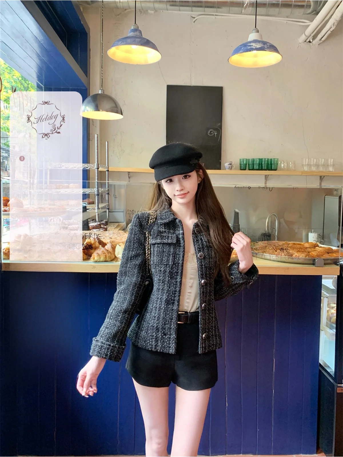 

Spicy Hotdog Plaid Short Pants Korean Style Versatile Belted Casual Trousers for Women Winter Leggings Essential Item