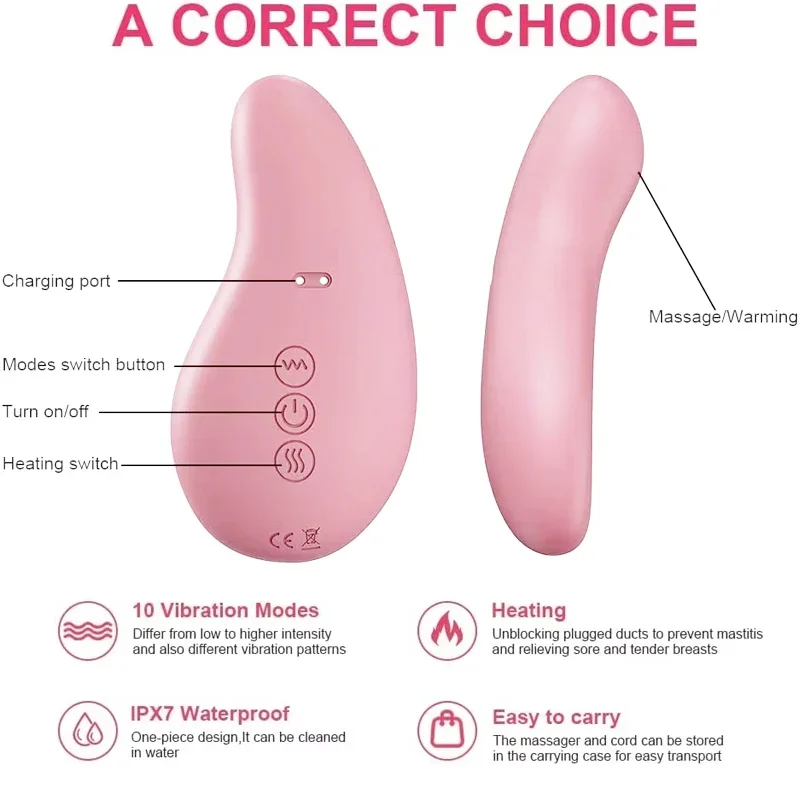 متعددة الوظائف الاحترار الرضاعة مدلك السائل الثدي الرضاعة الأسطوانة 3 مستويات تهتز الرضاعة مدلك للرضاعة الطبيعية