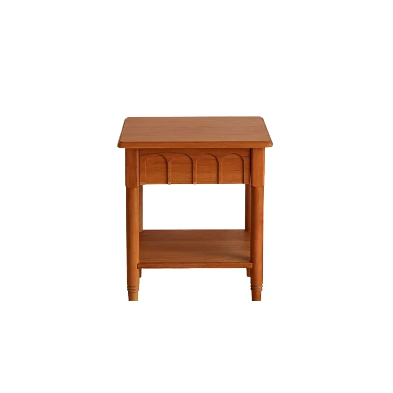 

Nordic all-solid wood bedside table side cabinet small apartment home retro living room simple cherry wood side cabinet locker