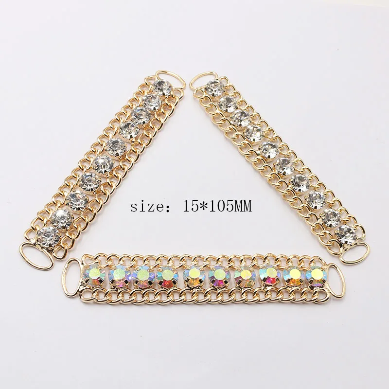 New 10pcs 15 * 105mm Alloy Water Diamond Sexy Bikini Connector/Buckle Copper Chain Decoration Shiny Clothing Wedding Decoration