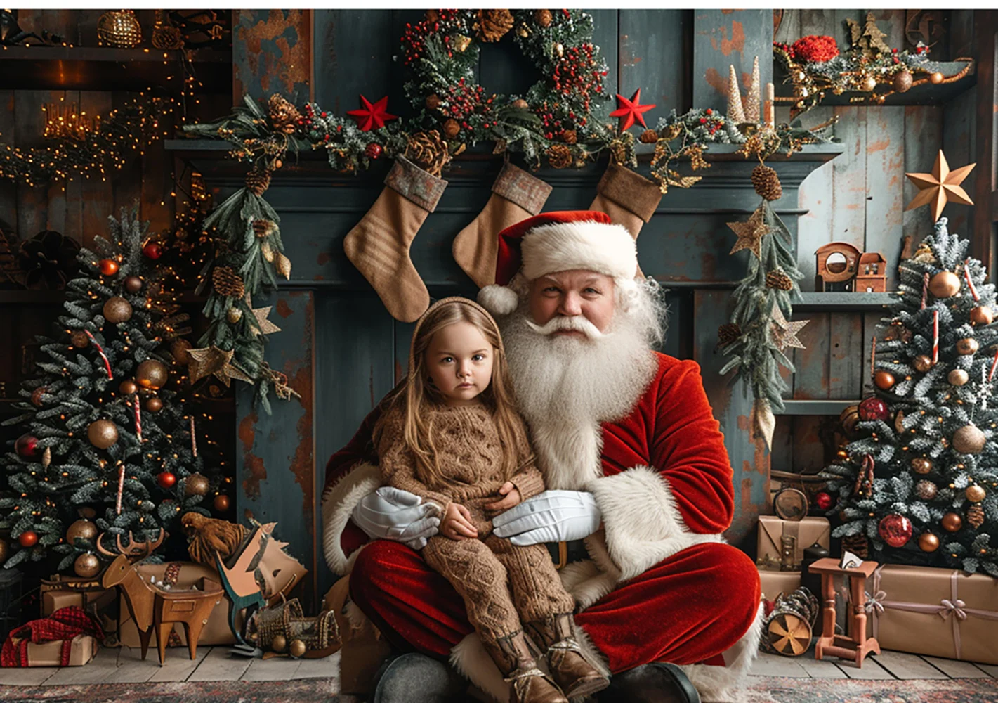 Christmas Tree With Red And Gold Ornaments Candles Backdrops Kids Family Photography Child Baby Photocall Xmas Trees Backgrounds image 4