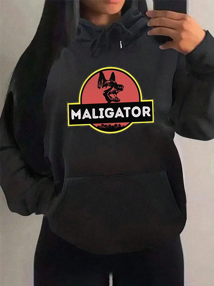 

New Malinois Dog Maligator Belgian Graphic Hoodies Women Vintage Casual Y2K Clothing Autumn Fashion Hoodie Women Sweatershirt