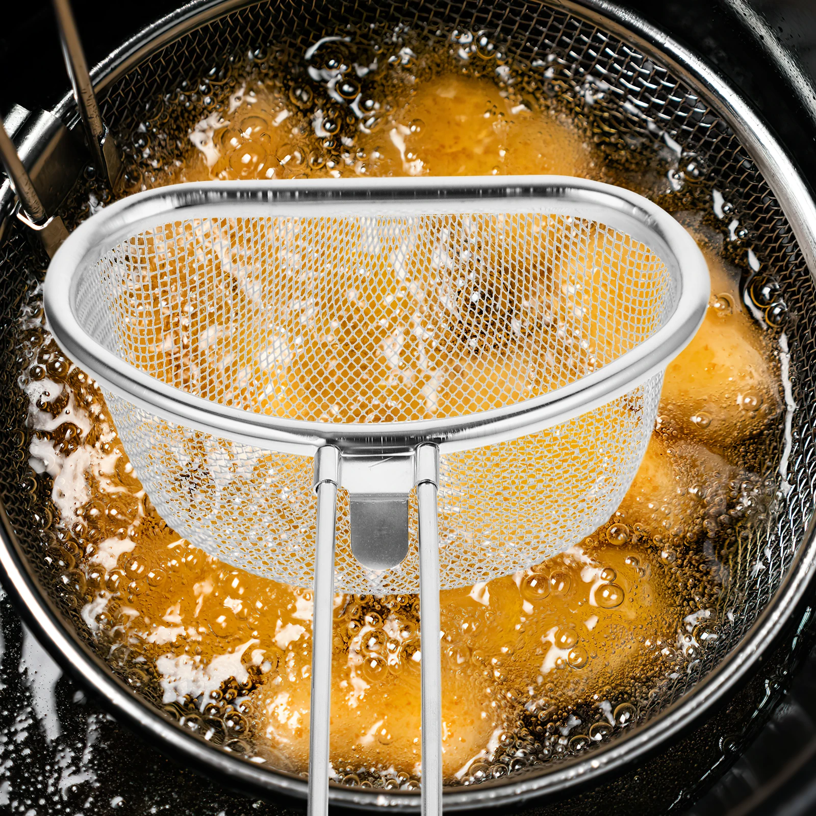 

Stainless Steel Mesh Noodle Strainer Colander Pasta Spoon Home Kitchen Tool Long Handle Easy Drain Mesh Colander