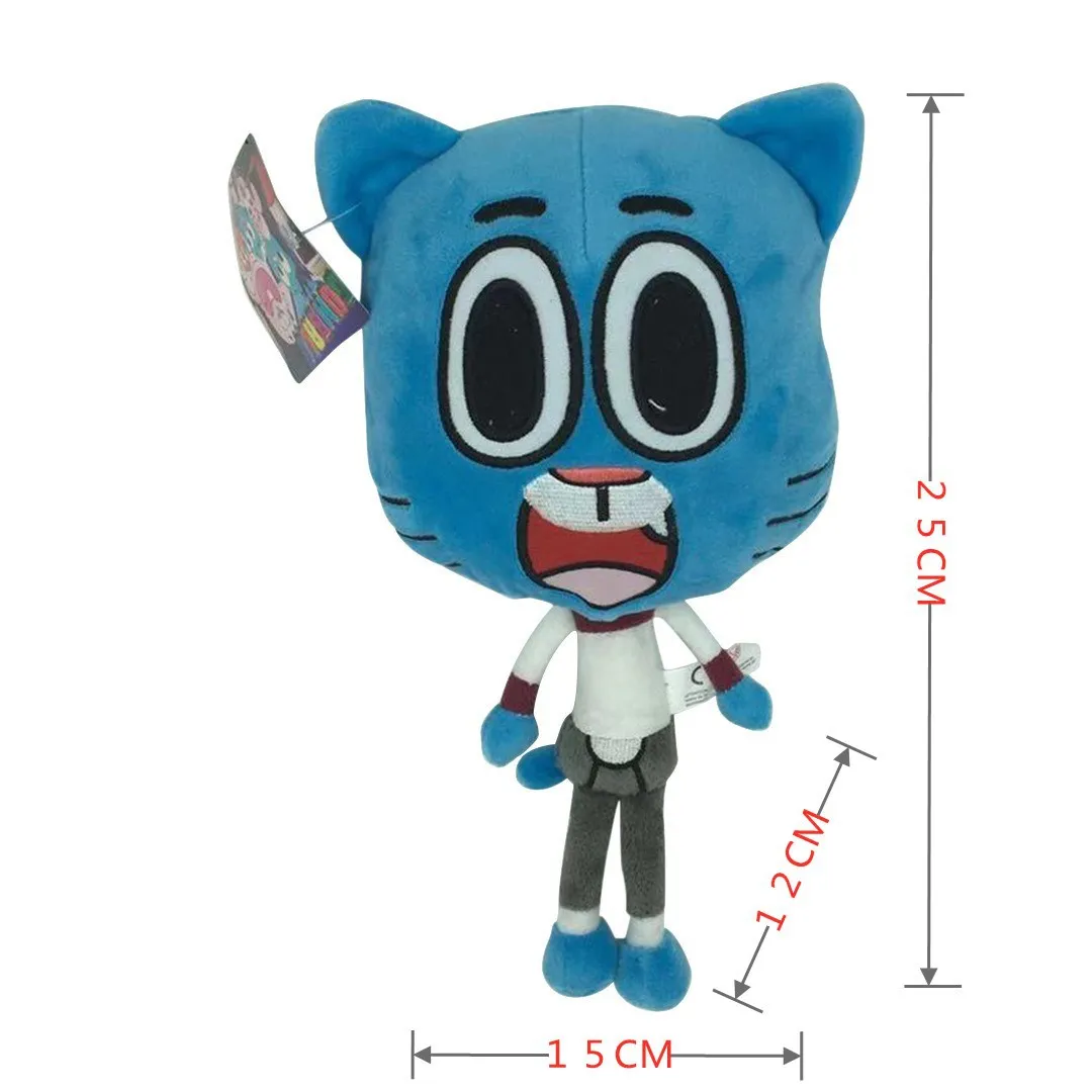 25cm Miniko Cartoon Amazing World Gumball Darwin Anais Plush Toys Cute Cat Bunny Stuffed Toy Birthday Present Gifts For